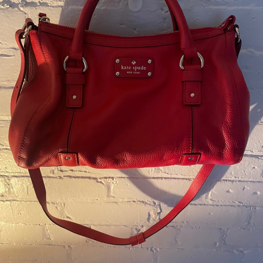 Kate Spade Red Pebbled Leather Shoulder Bag